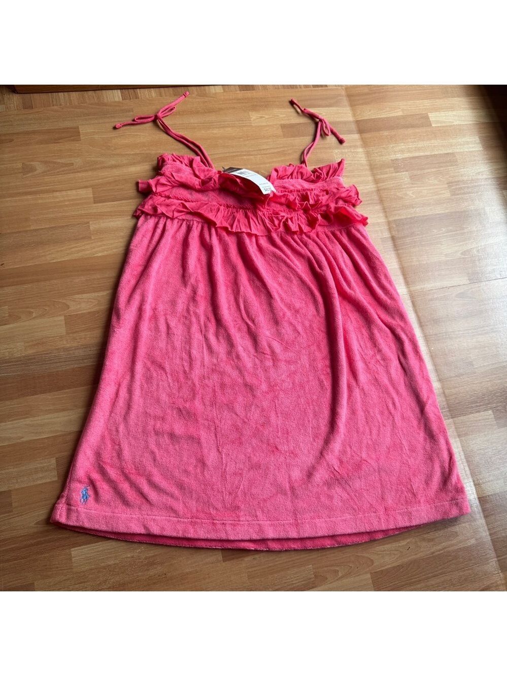 Ralph Lauren hot pink terry cloth sundress swim suit coverup size 6 NWT